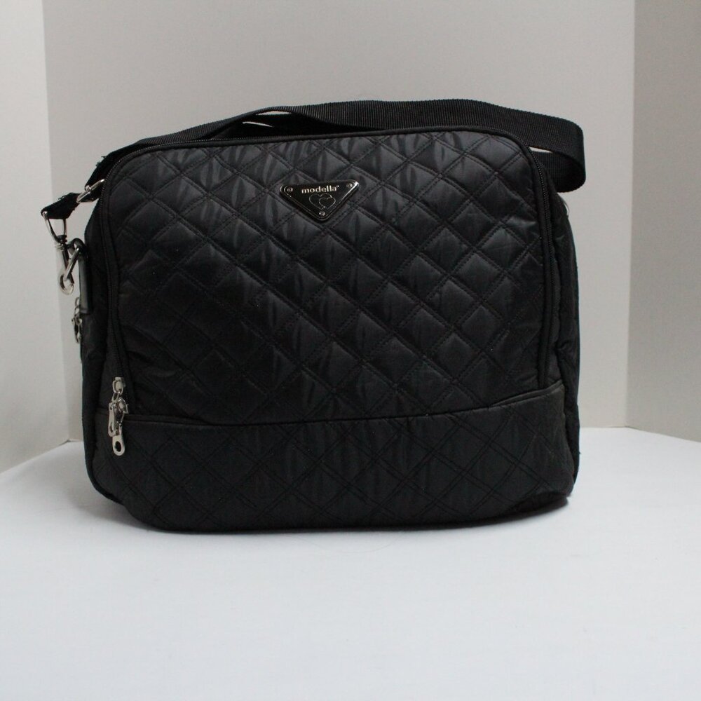 Modella Brand Black Travel or Toiletry Bag with Handles and Shoulder Strap